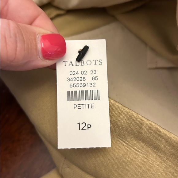 Talbots khaki Chatham ankle pants Side zip Size 12P New - Picture 6 of 8